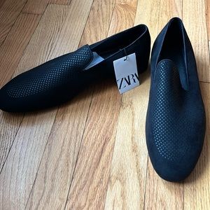 Zara mens black moccasin size 12 nwt